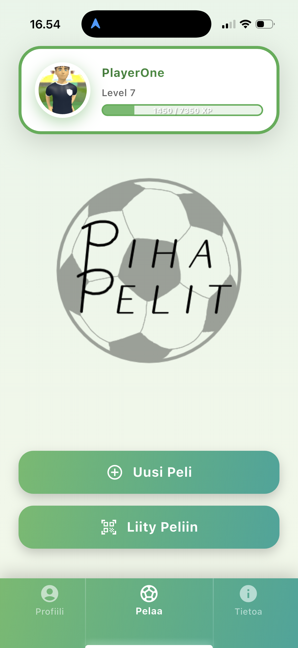 Pihapelit main screen